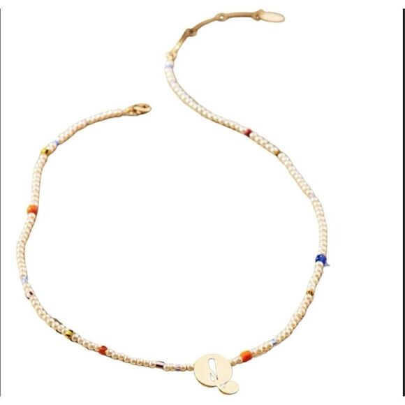 Anthropologie Serephine for Anthropologie Beaded Monogram Pendant Necklace, Lett - Picture 2 of 3